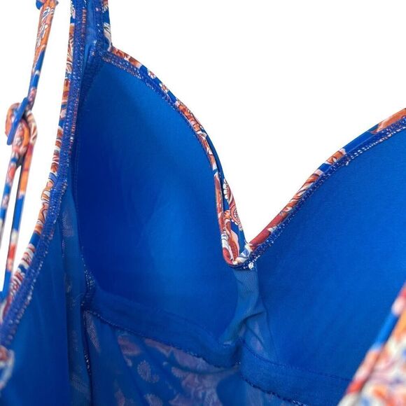 Nip Tuck Swimsuit One Piece Size 8 Tummy Control Ruched Slimming Blue Paisley - Picture 12 of 13